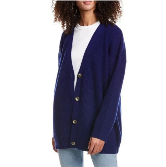 NWT Electric & Rose Everyday Wool and Cashmere cardigan in indigo - Picture 2 of 6